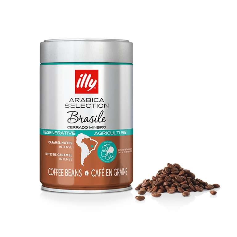 3 x Café en grano illy Arabica Selection Brasil Cerrado Mineiro: 100% de agricultura regenerativa - 250 g [Unidad 5'27€]