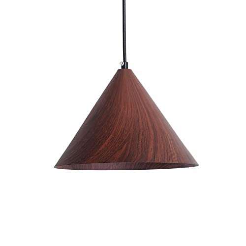 Lámpara de Techo, E27, material hierro con imitación vetas de madera, 150cm cable ajustable, 25x18cm