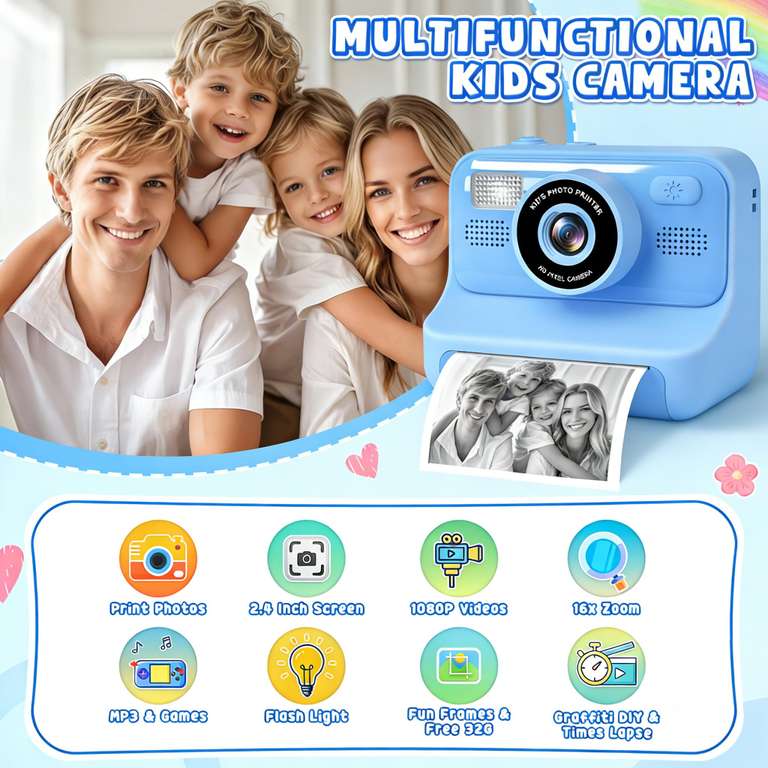 Cámara Infantil Lacosvi 1080P HD Con Pantalla 2.0″ – Selfie, Video, Juegos, Filtros, Funda Unicornio Y Tarjeta SD 32GB, Regalo Para Niños 3-12 Años (Morado)