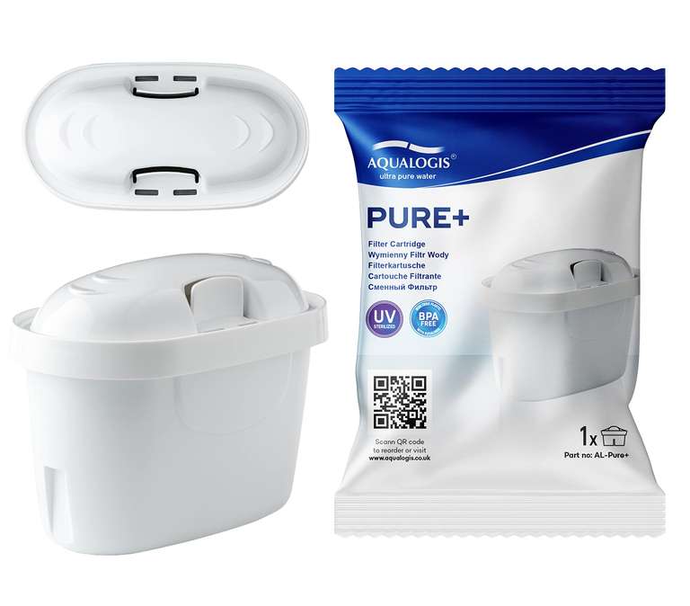 Aqualogis Pure+ - Cartucho de filtro de agua compatible con BRITA Maxtra+, Marella, Style, Fun