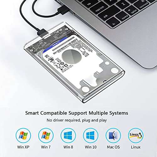 Carcasa Disco Duro 2,5 USB 3.0,SATA III de 5 Gbps, compatible con Windows, Linux y Mac