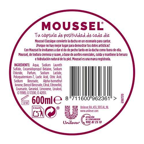 Moussel Gel Líquido Classique con Aceites Esenciales Naturales - Paquete de 8 x 600 ml - Total: 4800 ml