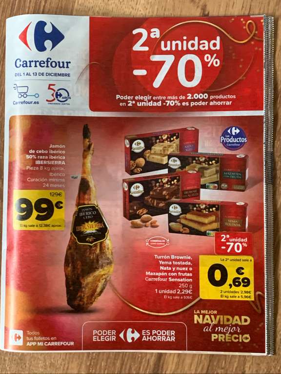 Carrefour 70% en 2 und y 2x1 Acumulable chequeahorro