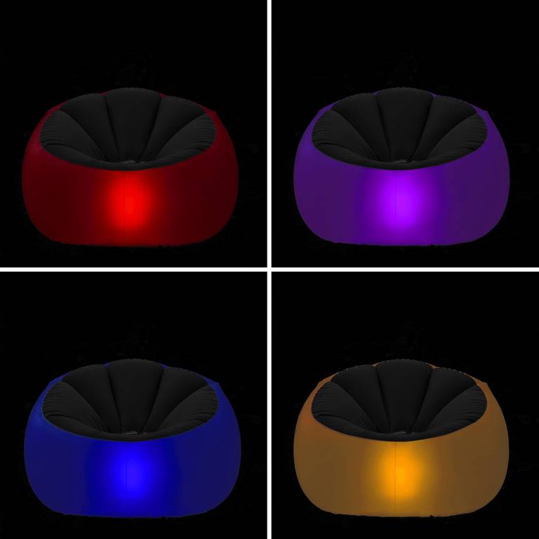 Puff Hinchable con LED Multicolor, Exterior,Sillón Resistente al Agua, Incluye Parche de reparación y Mando a Distancia,
