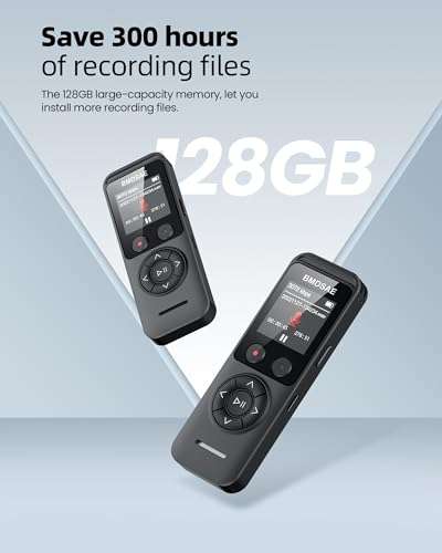 Grabadora con Reproductor de MP3 , Activada por Voz con Batería Recargable