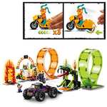LEGO, 60339 City Stuntz Pista Acrobática Doble Rizo, Monster Truck , Motos de Juguete, Set Construcción, Regalos Navideños, Reyes Magos,