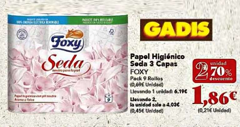 Foxy Seda pack 9 rollos (2ª ud. al 70%), comprando 2 sale a 4,03€ el pack