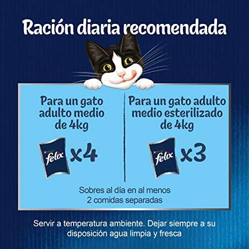Purina Felix Fantastic Comida Húmeda para Gato Adulto Pack Surtido, 44 sobres de 85g