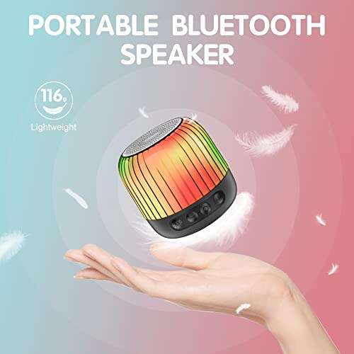 layajia LED Altavoz Bluetooth, Luz Nocturna Multicolor Cambiante Lámpara de Cabecera, Micrófono Incorporado