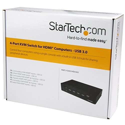 StarTech.com SV431HDU3A2 - Switch conmutador KVM de 4 Puertos HDMI 1080p