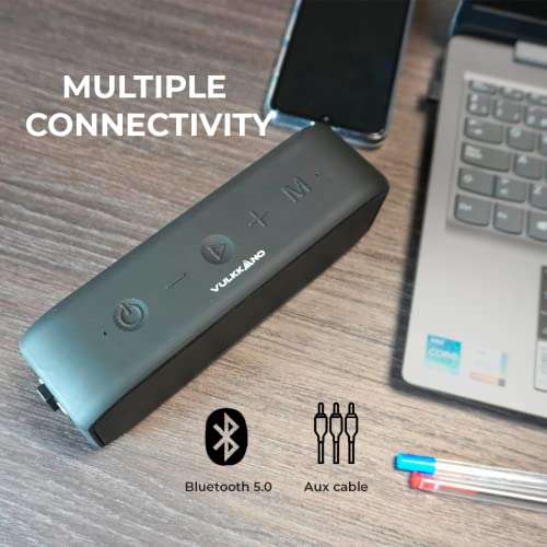 VULKKANO Bullet+ - Altavoz Bluetooth Portatil 20W, Resistente al Agua IPX7, Bluetooth 5.0
