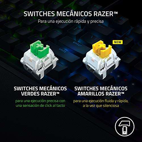 Razer BlackWidow V3 (Green Switch) - Teclado mecánico para juegos Premium, teclado mecánico, (iluminación cromática RGB, teclas multimedia)