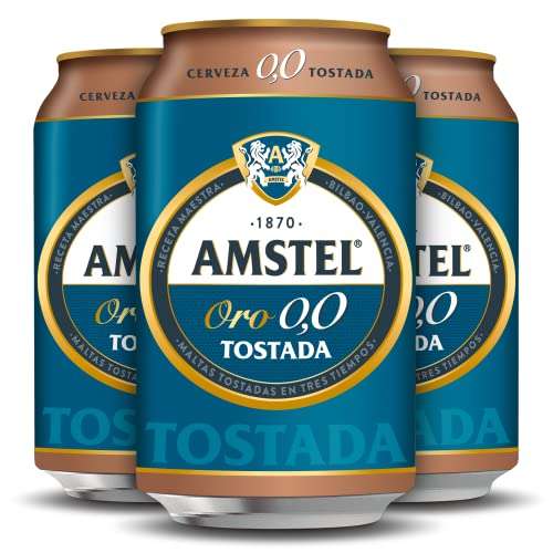 Amstel Oro 0,0 Cerveza Tostada Sin alcohol Pack Lata, 24 x 33cl (0,50€/lata)