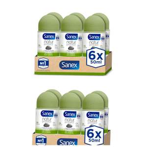 2 Packs de 6 Uds Sanex Natur Protect Desodorante Roll-On, Con Piedra de Alumbre, 0% Alcohol