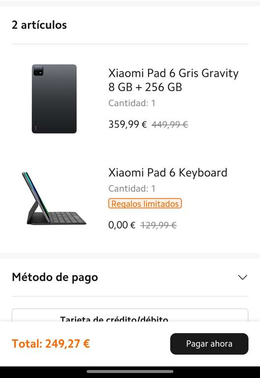 Xiaomi Pad 6 256/8 + keyboard (cupón cumpleaños y Mi Points) [desde la APP]