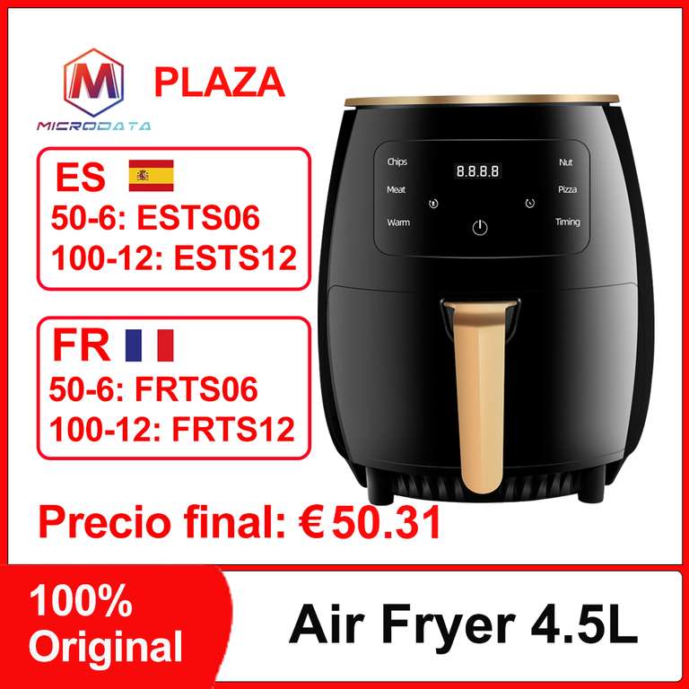 Microdata Air Fryer sin aceite, 4.5L 1400W  - Desde España