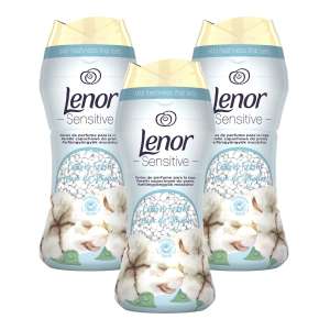 ARIEL Lenor Sensitive Pack de 3 botes perlas para la lavadora perfumadas aroma frescor de algodón 3 x 210g (630g en total)