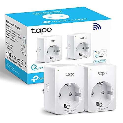 TP-Link Tapo P100 (2-Pack) - Mini Enchufe Inteligente Wi-Fi, no necesita HUB, compatible con Alexa y Google Hom