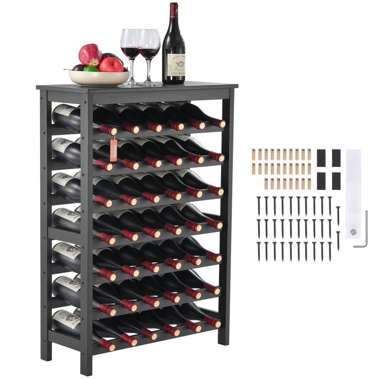VEVOR Botellero Apilable de Vino para 42 Botellas Estante de Almacenamiento de Bambú