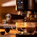 Krups Cafetera espresso Virtuoso - 15 bar de presión, acero inoxidable negro, diseño compacto y elegante, espresso y cappuccino