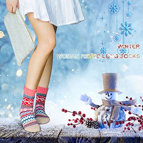 Moliker Calcetines de lana, calcetines mujeres calcetines de invierno caliente suave cómodo