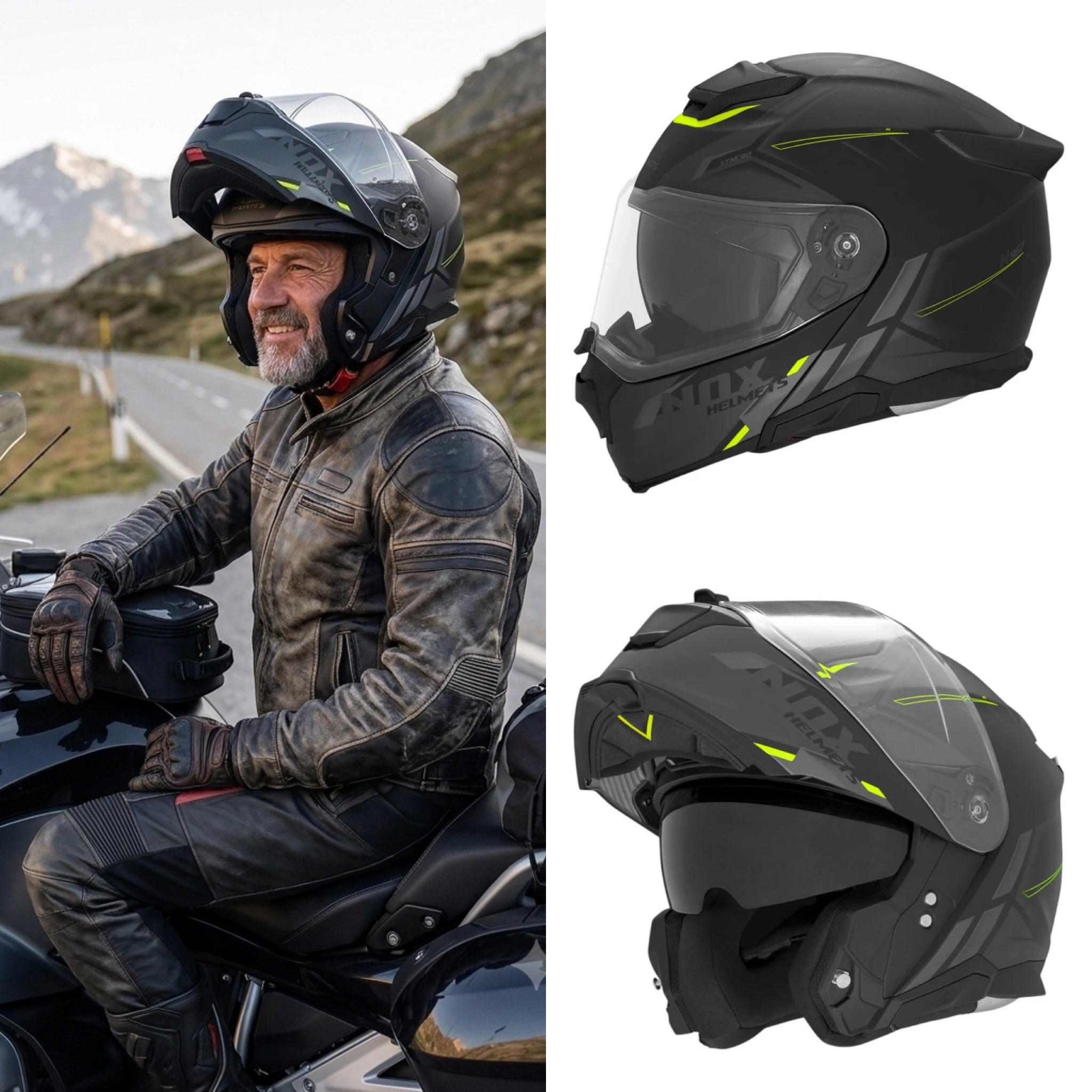 Casco de moto modular NOX N967 "Synchro" | ECE22.06 DOble P/J | Tallas de XS a 2XL