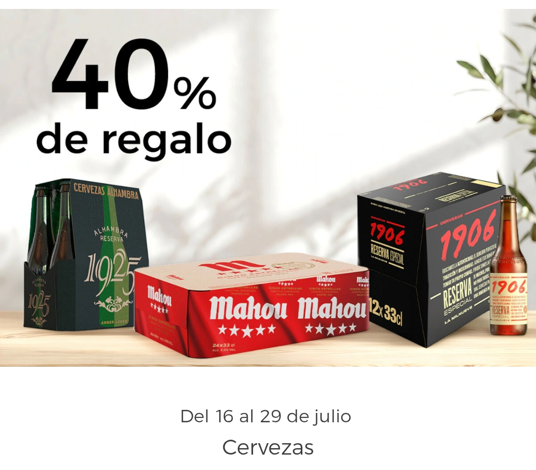 40% regalo por compras superiores a 10€ en cerveza