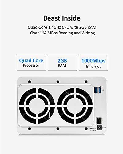 TerraMaster F4-210 NAS 4 bahías Quad Core 2GB RAM Multimedia de Almacenamiento en la Nube Personal (Sin Discos)