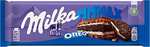 Milka MMMAX Oreo Tableta Grande de Chocolate con Leche de los Alpes con Relleno de Galleta Oreo y Doble Capa de Relleno de Vainilla 300g