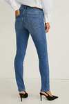 C&A Pantalones vaqueros de 5 bolsillos para mujer, de algodón de cintura alta, elásticos, vaqueros.