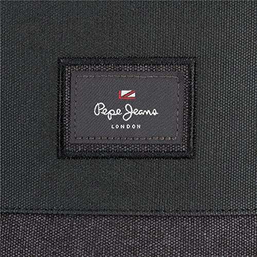Pepe Jeans Court Bandolera Dos Compartimentos Negro 17x22x7 cms Algodón y Poliéster