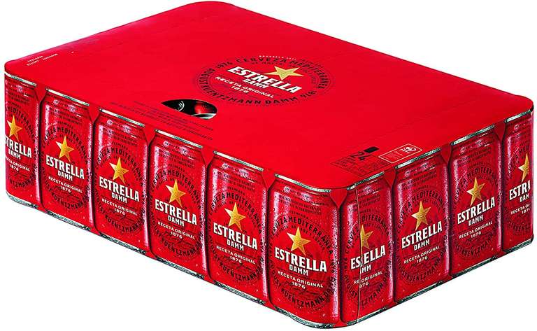 Damm - Cerveza Estrella Damm, Caja de 24 Latas 33cl