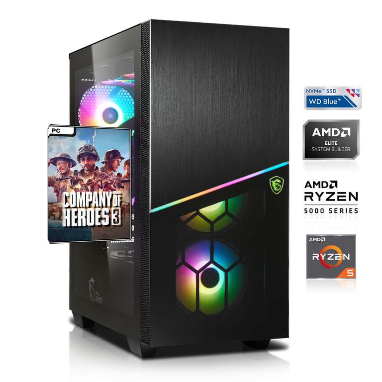 PC Gamer - Ryzen 7 5700X, RX 6800 (16 Go) OC, 16 GB RAM RGB (3200), Aorus B550 WiFi, SSD NVMe 500 GB, Fuente BeQuiet 850W Gold + 1 juego