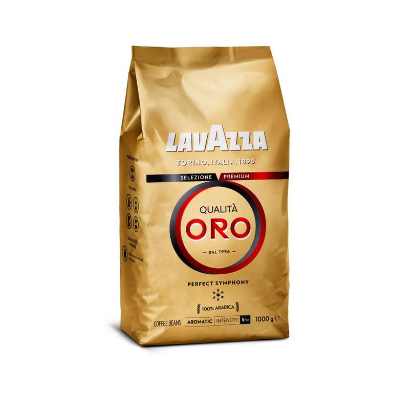 Lavazza Café en Grano Qualità Oro, 1Kg 100% Arábica ( Oferta Válida Para Nuevos Usuarios )