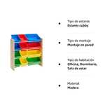 Amazon Basics -Organizador Madera Natural Con 12 compartimentos de plástico Brillantes, medidas 27.7 cm x 85.3 cm x 79 cm