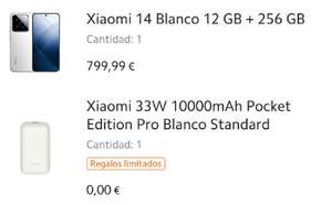 Xiaomi 14 (12gb 256gb) + Powerbank 33w 10000mAh. ESTUDIANTES. (Con mi points 512€)