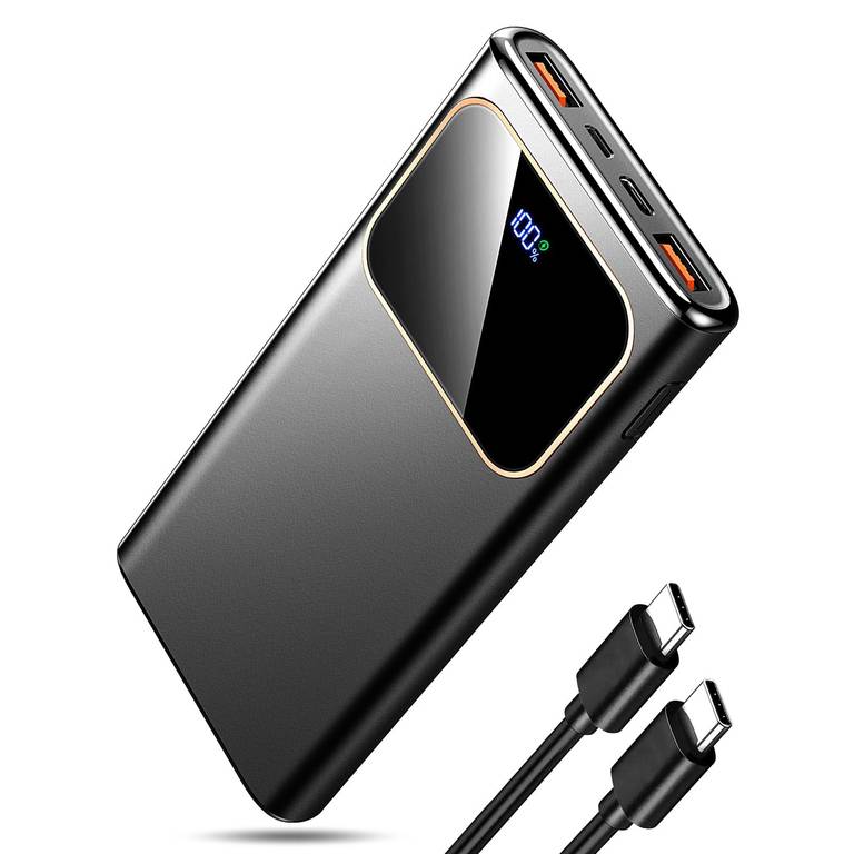 2026 Power Bank Fast Charging, Bateria Externa Carga Rapida 10000mAh 22.5W Cargador Portatil con Entrada y Salida USB C, Negro