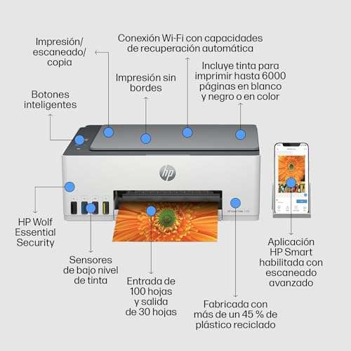 Impresora Multifunción Tinta HP Smart Tank 5105 Wi-Fi,