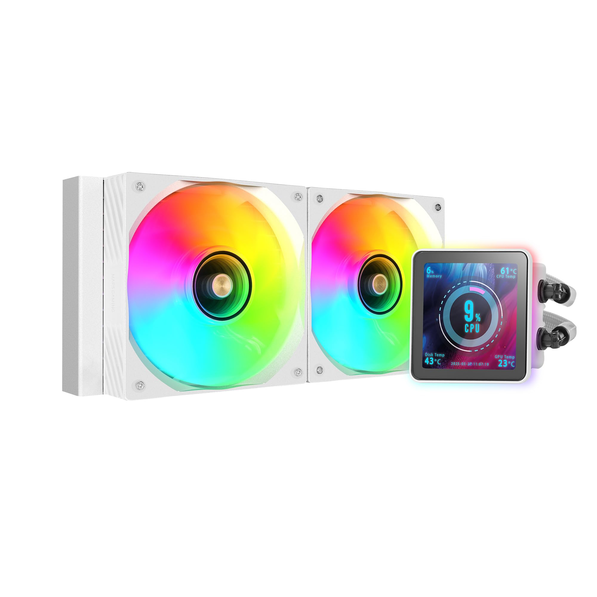 Refrigeración Líquida Mars Gaming ML-VISIONPRO240 | AIO 240mm | TDP 500W | Pantalla IPS 4" | ARGB | Blanca