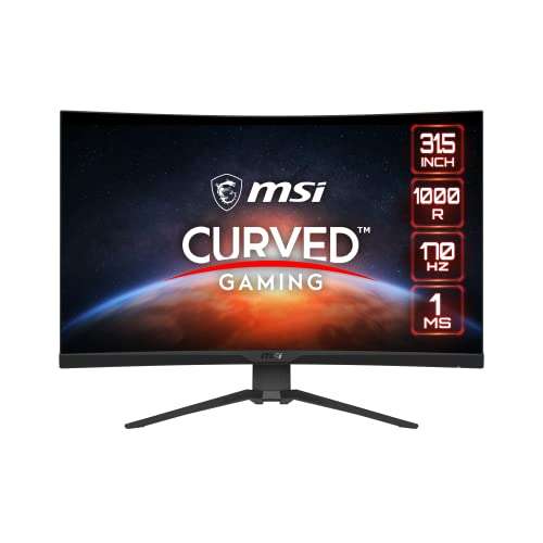 MSI G322CQP Monitor Curvo Gaming de 32" WQHD - Panel VA 1000R 2560 x 1440, 170Hz / 1ms, FreeSync Premium, HDR Ready, Soporte Ajustable