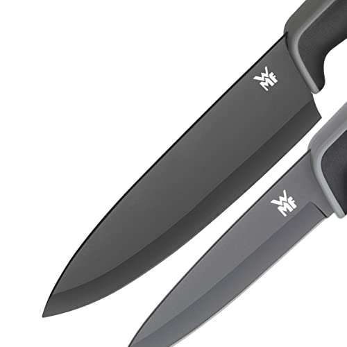 WMF Touch Juego de 2 Cuchillos con Funda Protector Color negro, Cuchillo de Cocina 24 cm y Cuchillo Multiusos de 20.5 cm