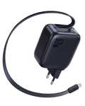 Cargador Baseus Enercore, cable retráctil, USB C de 67W, charger GAN con 2 Puertos USB-C