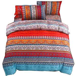 Funda de edredón con funda de almohada y sábana Microfibra con cierre de cremallera Multicolor (para cama de 150))