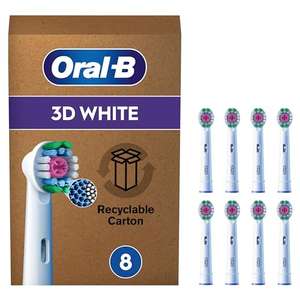Oral-B Pro 3D White Recambios para Cepillo Eléctrico de Dientes, Pack de 8 Cabezales, Blanco - Originales