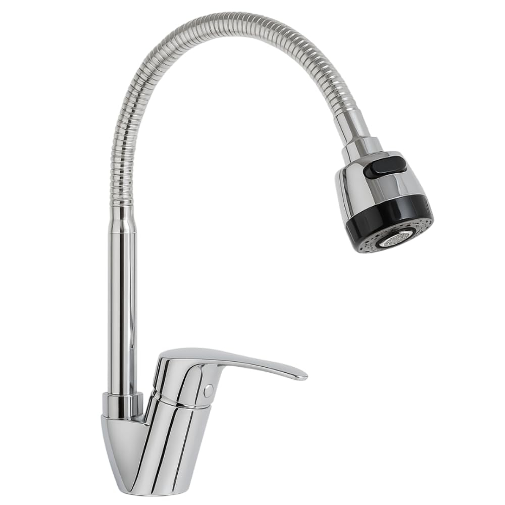 Grifo mezclador alto para lavabo y fregadero de cocina giratorio a 360°