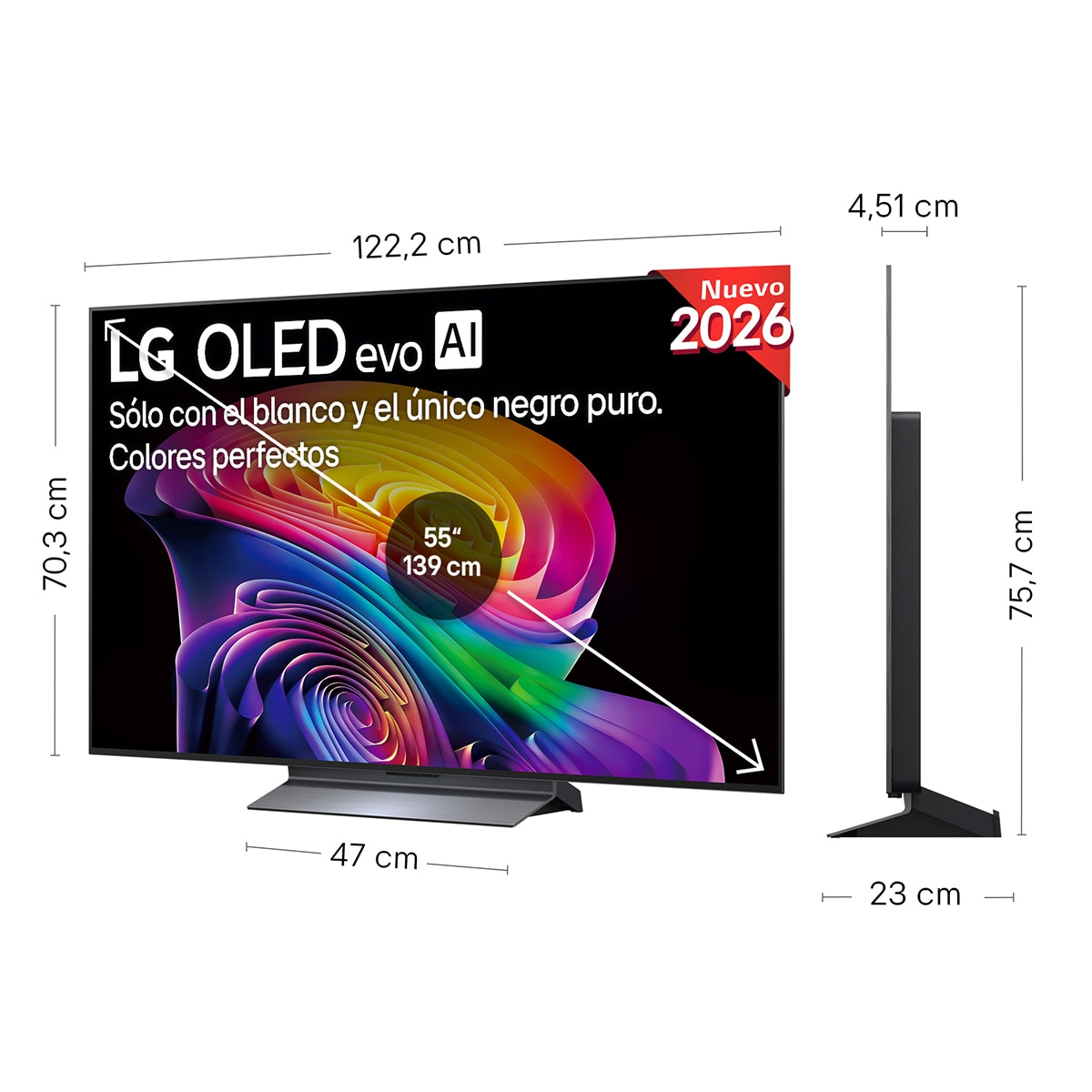 TV OLED evo 139 cm (55") LG OLED55C66LB 4K, Smart TV, AI, C6 - Gris oscuro / Negro