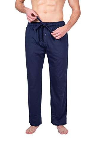 SLEEPHERO hombres Pack de 2 pantalones de pijama de algodón de punto suave para adultos con cordón ajustable y bolsillos