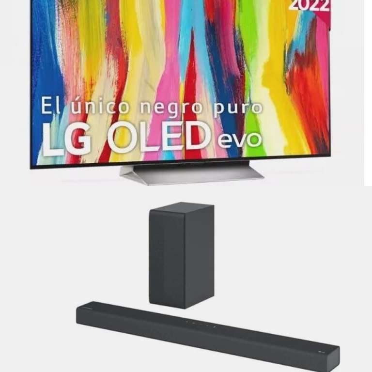 TV OLED 55" - LG OLED55C25LB + Barra sonido 2.1, 300W LG S60Q, con Subwoofer Inalámbrico & Bluetooth