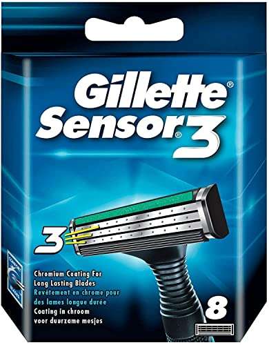 Gillette Sensor3 Cuchillas de Afeitar Hombre, Paquete de 8 Recambios