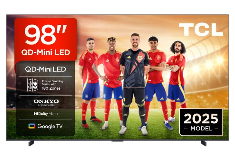 Televisor TCL 98Q6C Televisor 98 Pulgadas QD-Mini LED 4K Smart TV, 1000 nits, 144Hz Motion Clarity Pro, Google TV, Dolby Vision IQ y Atmos